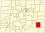 Map of Colorado highlighting Bent County